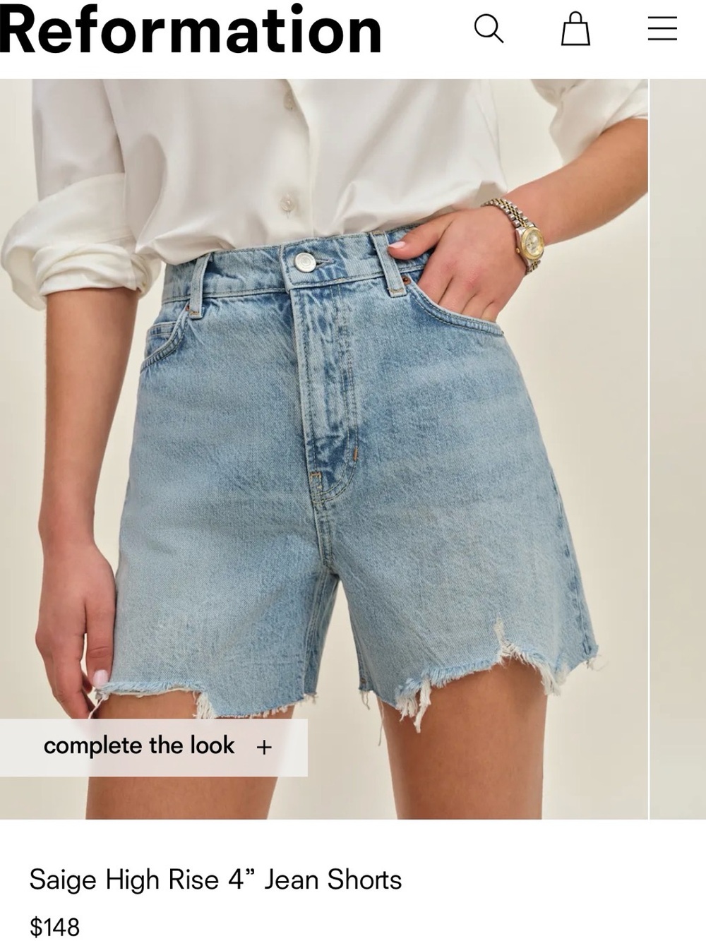 Reformation Saige shorts in color Burnett